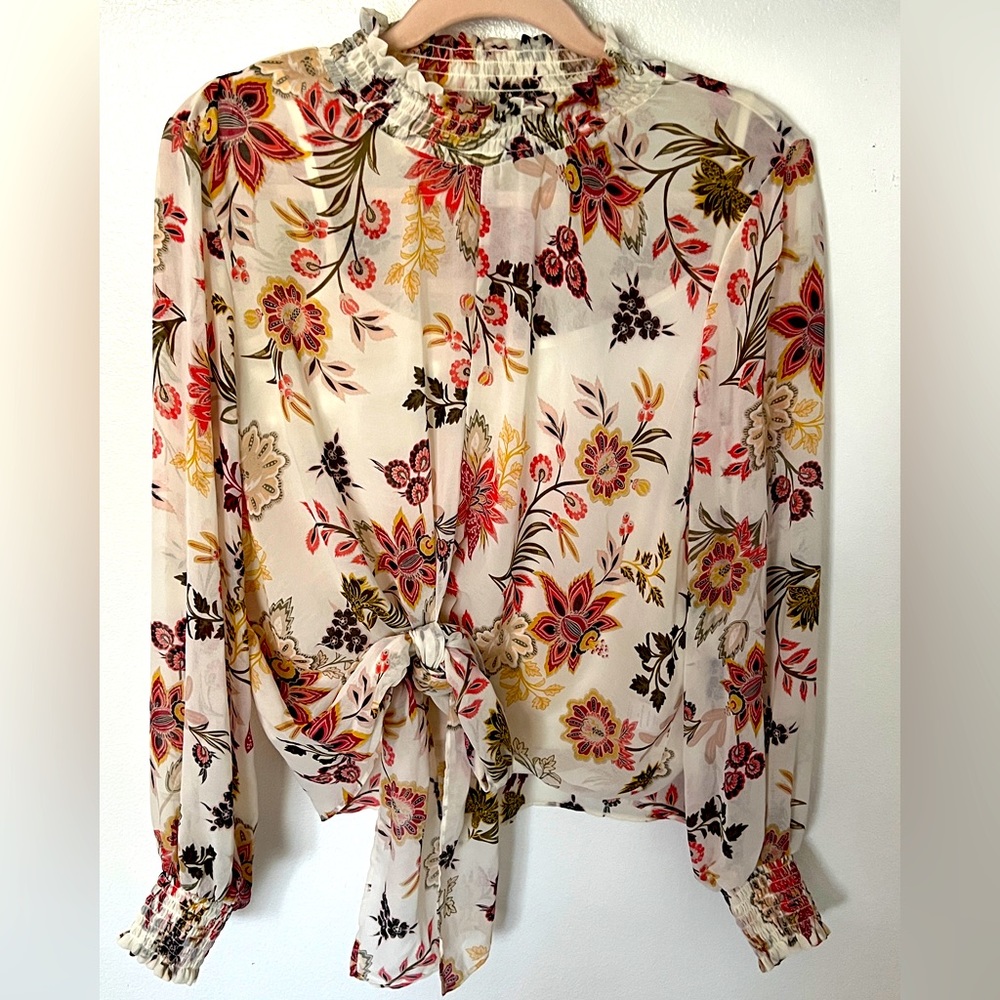 Ophelia Roe Shear Tie Front Blouse